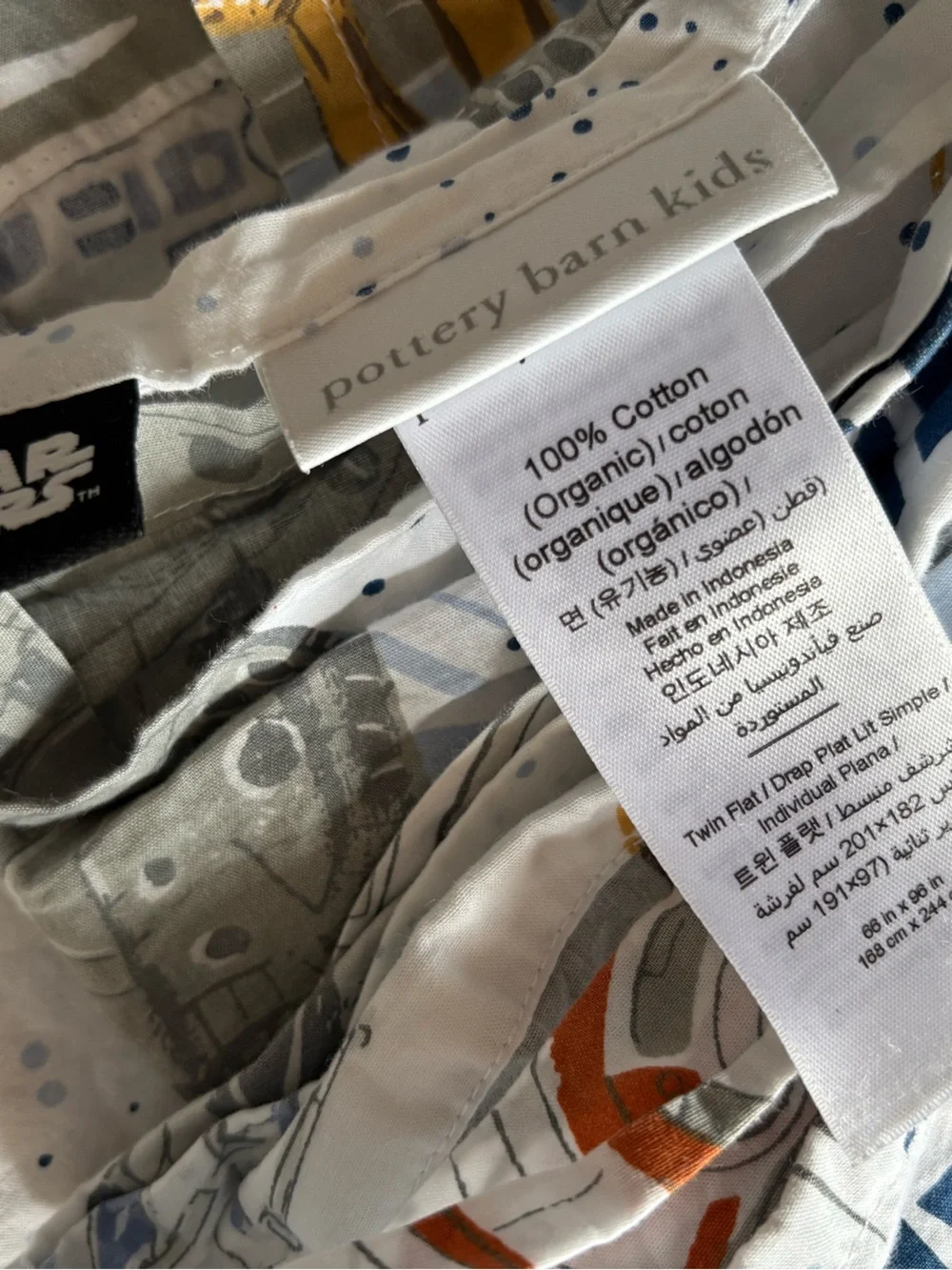 Pottery Barn Kids || Star Wars Droid C3PO BB-8 Flat Sheet White Twin